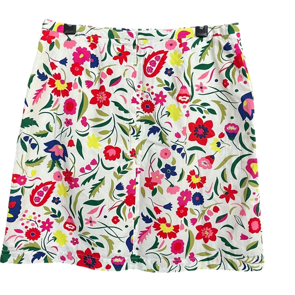 Boden White Vibrant Multicolor Folklore Floral Cotton A-Line Skirt Size 10P